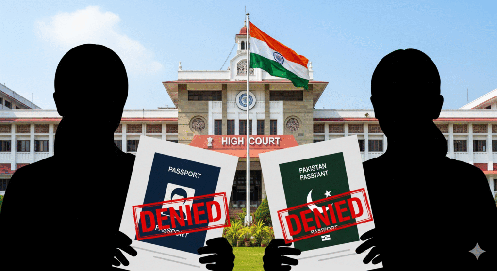 Kerala High Court building with legal documents highlighting citizenship law and Pakistan renunciation requirement