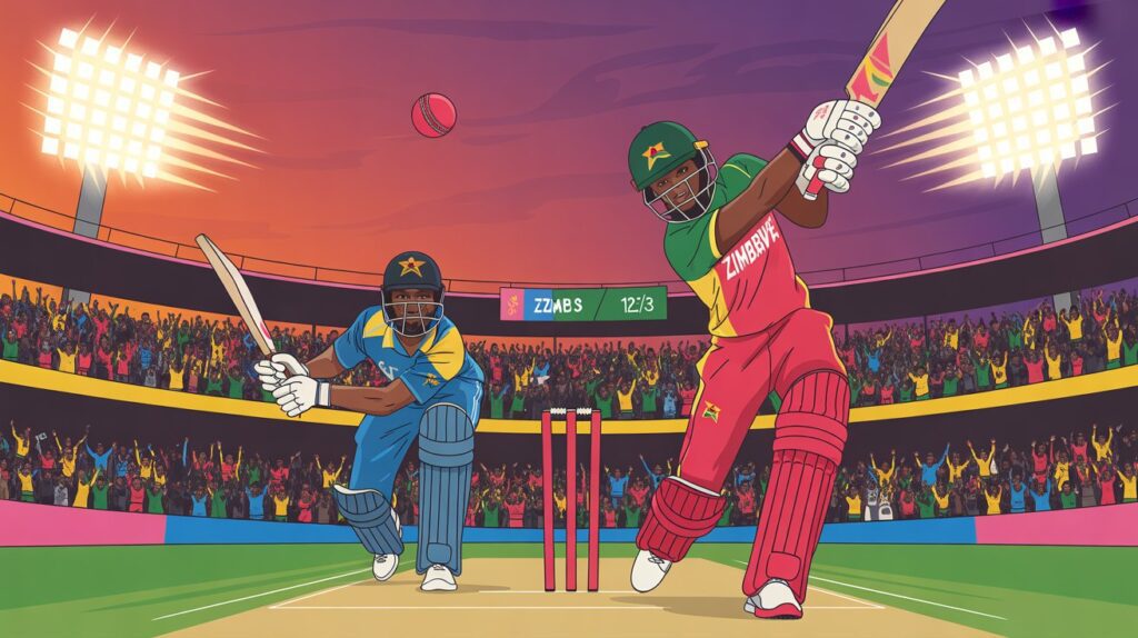 Sri Lanka cricket team bowling against Zimbabwe in 2025 match