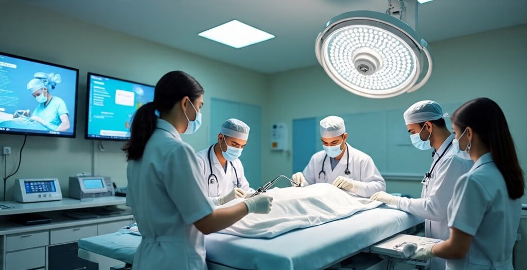 Alt Text: “Doctor reviewing AI-analyzed medical scans for early cancer detection in India.”