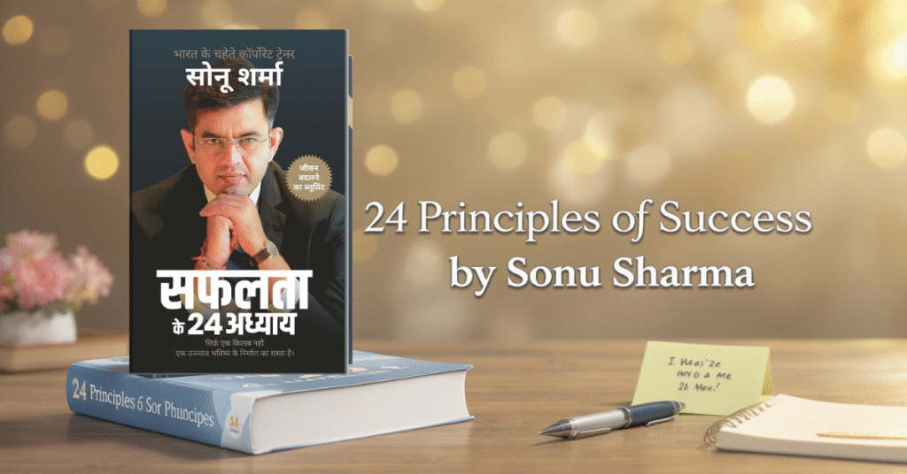 Cover of Sonu Sharma’s book Saphalta Ke 24 Adhyay showing 24 principles of success