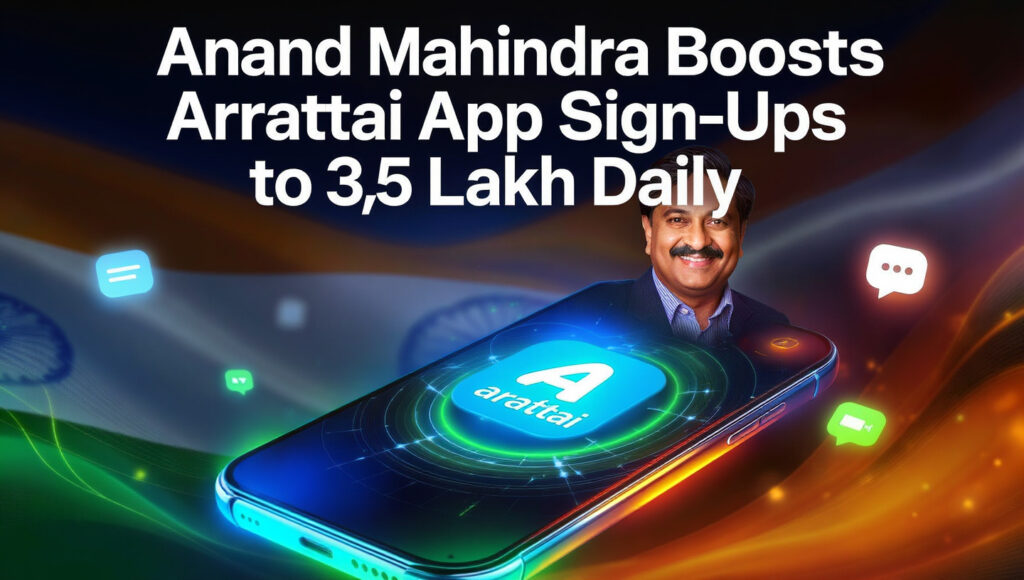 Anand Mahindra endorses Zoho’s Arattai app as daily sign-ups reach 3.5 lakh, symbolizing growth of Made-in-India messaging platform.