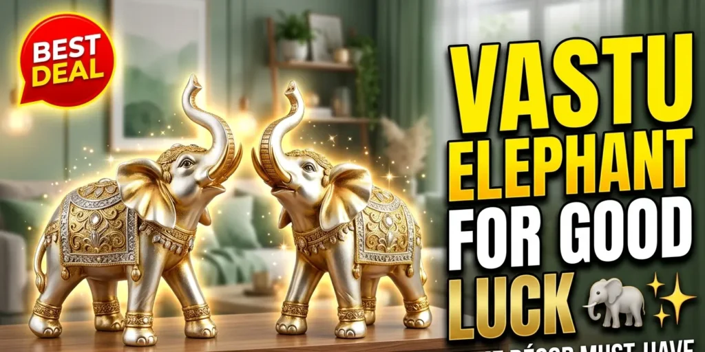 Idolkart Elephant Showpiece gold and silver coated vastu elephants set of 2 for home decor