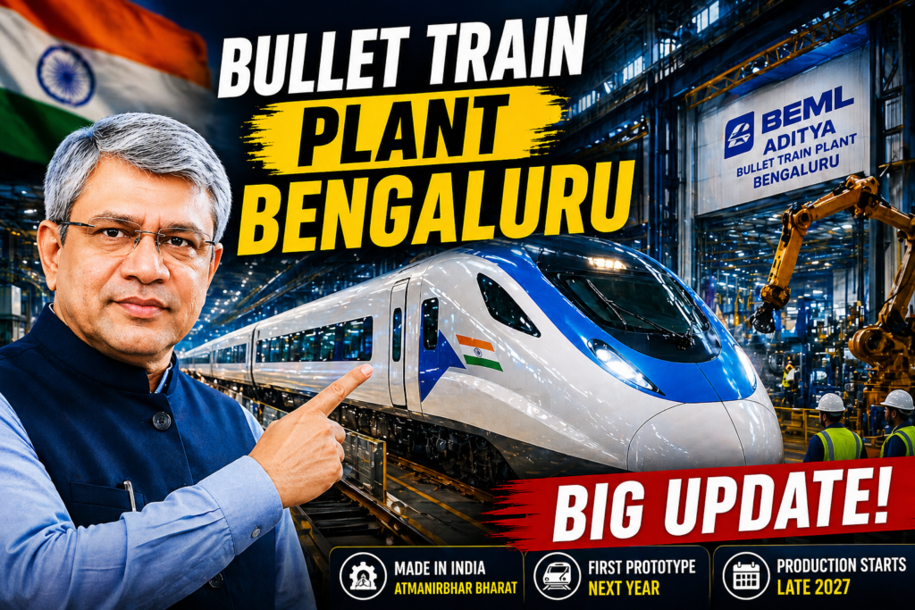 Union Minister Ashwini Vaishnaw inaugurates India’s Atmanirbhar bullet train manufacturing plant “Aditya” in Bengaluru.